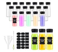 21 Pezzi Bottiglie di Succo di Plastica Piccole 60ml, Riutilizzabile Mini Bottiglie Vuote Trasparenti Contenitori per Bevande con Coperchio, Bottiglie Sensoriali per Succo Latte Frullato Bevande