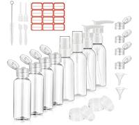 21 Pezzi Bottiglie Viaggio Set, Trasparenti Contenitori Da Viaggio Con Etichette Adesive, Con Flaconi Spray e Creme Bottiglie per Shampoo Balsamo per Lozioni Liquide Creme