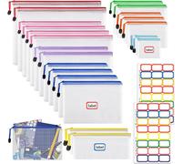 21 Pezzi Buste Plastica Zip, Borse Di File A4 A5 A6 B4 B5 B6 B8 Bills Sacchetto