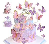 21 Pezzi Decorazioni Per Torte Con Farfalle, Cake Topper e Cupcake Picks - Per Compleanni, Matrimoni e Feste (Farfalla)