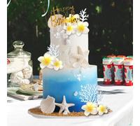 21 pezzi di decorazioni per torte a forma di fiore con stelle marine, coralli e
