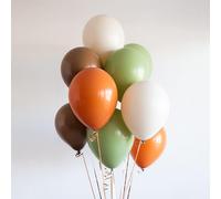 21 pezzi di palloncini nei colori marrone, beige, verde oliva, arancione e crema, con tema jungle e natura selvaggia, ideali per decorazioni di feste di compleanno, matrimoni e baby shower Tagli Unica