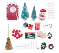 21 Pezzi Porta per Elfo Natale Accessori Casetta Natale Gnomo Miniatura Accessori con Porta delle Fate, Scala, Scopa, Albero di Natale Kit Fai da Te Mini Porta Dell'Elfo Festa Regalo per Bambini