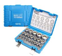 21 Pezzi Profilo E10-E40 Kit Bussole Poligonali a Bussola Esagonali 1/2' 8-32Mm