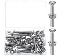 21 Pz M6 Bulloni per Carrozze, M6x40mm Viti a Testa Tonda, Vite a Testa Tonda Piatta, Bullone a Quadro Sottotesta con Dado Flangia Esagonale e Rondelle, Viti Bulloni per Carrozze