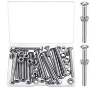 21 Pz M6 Bulloni per Carrozze, M6x60mm Viti a Testa Tonda, Vite a Testa Tonda Piatta, Bullone a Quadro Sottotesta con Dado Flangia Esagonale e Rondelle, Viti Bulloni per Carrozze