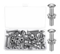 21 Pz M8 Bulloni per Carrozze, M8x40mm Viti a Testa Tonda, Vite a Testa Tonda Piatta, Bullone a Quadro Sottotesta con Dado Flangia Esagonale e Rondelle, Viti Bulloni per Carrozze