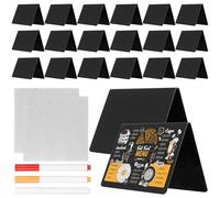 21 Pz Mini Lavagna Piccola, Lavagnetta Cancellabile Piccola, Cartellini Prezzi a V, Lavagnette Cancellabili Segnaposto Tavolo, Lavagna da Tavolo per Buffet(100x75 mm)+ 3 Pennarelli a Gesso/2 Panni