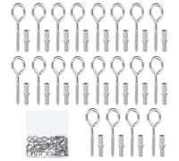 21 Pz Viti per Occhielli a Vite per Legno, M5x70 mm Ganci a Vite per Legno, Occhiello, Ganci Avvitabili Muro, Viti a Occhiello, Gancio a Vite in Acciaio Inox per Tazze Soffitto Parete + 21 Tasselli