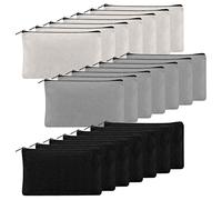 21 sacchetti in tessuto bianco fai da te, astuccio in tessuto bianco, astuccio da viaggio con chiusura lampo, borsa per trucco fai da te, trucco, borsa per documenti, nero+grigio+bianco, No