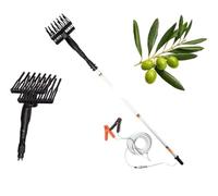21 SHOP® Abbacchiatore e scuotitore elettrico telescopico per olive a batteria 12V 400W fino a 1000 battiti al minuto scuotiolive leggero ergonomico e maneggevole incluso di cavi con morsetto