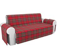 21 SHOP - COPRIDIVANO TRAPUNTATO SALVA DIVANO SCOZZESE ROSSO TARTAN DIVANO 2 POSTI