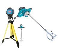 21 SHOP® KIT 2 IN 1 LIVELLA LASER 16 LINEE 360° + TRAPANO MISCELATORE MESCOLATORE IMPASTATORE 1600w