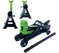 21 SHOP® KIT SET CRIC SOLLEVATORE 2.5T + 2 CAVALLETTI COLONNETTE SUPPORTI PER AUTO 2500KG CRICK IDRAULICO A CARRELLO