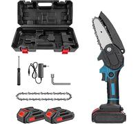 21 Shop® Mini Motosega a batteria 4 Pollici Portatile 24V da potatura Mini elettrosega tagliarami con VALIGIA e 2 BATTERIE INCLUSE