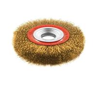 21 SHOP® Spazzola Per Mola Da Banco Setole In Acciaio Ottonato Disco Molatrice 150Mm Con Vari Adattatori Albero e Varie Misure Spazzolone Smerigliatrice Da Banco