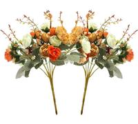 21 teste di fiori artificiali in seta artificiale, 2 mazzi di fiori artificiali, decorazione per la casa, le feste e le torte