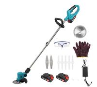 21 V Wacker per erbacce elettrico mangiatoia senza fili Trimmer a corde 1 caricatore e 2 batterie da 2,0 Ah retrattile per erba erba tosaerba ricaricabile per prato (blu chiaro)