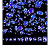 210 Pezzi Strass da Cucire, Pietre Cristalli in Acrilico per Tessuti, Passamaneria Hotfix - Decorazione Fai da Te di Vestiti, Borse (Blu Reale)