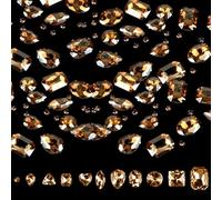 210 Pezzi Strass da Cucire su Tessuti - Pietre e Cristalli in Acrilico per Passamaneria - Adatto per la Decorazione Fai da Te di Vestiti, Borse (Diamante Dorato)
