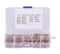 210pcs Inserti Filettati Cilindrici in Ottone M3, Dadi Incassati Con Superficie Zigrinata, Vari Formati - Alta Durezza, Resistenza alla Corrosione, Kit Completo per Fissaggi