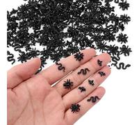 210pz Mini Insetti in Resina per Halloween, Pipistrelli Serpenti e Ragni in Miniatura Piccole Creature Lavoretti DIY Giardini Delle Fate Micro Paesaggistica e Decorazioni per Feste (Nero)