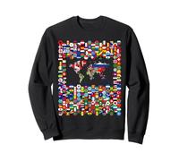213 bandiere, tutte le bandiere del mondo, mappa del mondo. Felpa