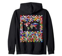213 bandiere, tutte le bandiere del mondo, mappa del mondo. Felpa con Cappuccio