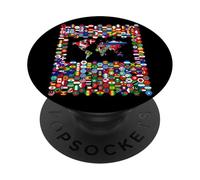 213 bandiere, tutte le bandiere del mondo, mappa del mondo. PopSockets PopGrip Adesivo