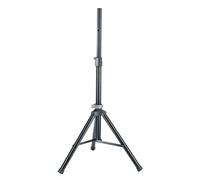 K&M 21454 Supporto per altoparlante nero in alluminio - ø 3,5 cm, con treppiede e dimensioni compatte - regolabile estremamente basso