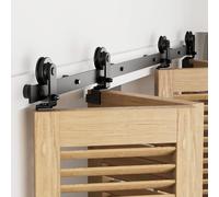 214cm/7FT Binario per Porta Scorrevole Bifold Kit Porta Scorrevole Nera per 4 Porte Scorrevoli Interno Esterno Muro 52cm Larga T Ruote