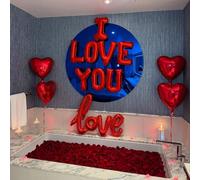 215/8 pezzi Set di palloncini rossi per San Valentino, con lettere "TI AMO", palloncini a forma di cuore rosso in foil da 18 pollici collegati a formare la parola "AMORE". Adatto per San Valentino, ad