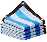 215 Telo Ombreggiante 90% Protezione Uv Rete A Maglie con Occhielli per Giardino Patio Serra Protezione Solare Piante Fiori Strisce Blu E Bianche