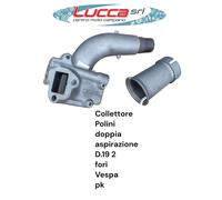 2150200 Collettore Doppia Aspirazione Lamellare Polini D.19 2 Fori Vespa PK
