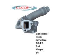 2150210 Collettore Doppia Aspirazione Lamellare Polini D.24 2 Fori Vespa PK