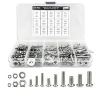 216 Pezzi Set di viti M4 M6 M8 da con Dadi e Rondelle Esagonali, Viti a Testa Tonda, Set di Viti Filettate, Viti a Testa Phillips, Kit di Assortimento di Viti per Mobili Garage Casa (Argento)