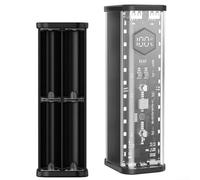 21700 Power Bank Kit fai da te con ricarica rapida PD da 22,5 W, guscio in ABS trasparente per 8 batterie piatte, doppia uscita USB e display a LED, scatola di ricarica portatile nera (nero)