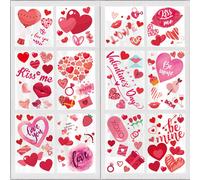 218 Pcs Valentine's Day Window Clings Decorations Heart Window Clings for Glass Windows for Valentines Day Decorations in 8 Sheets