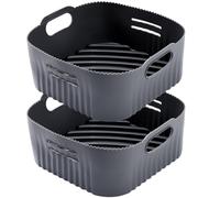 21CM Accessori Friggitrice ad Aria in Silicone, 2PCS Quadrata Teglie Cestino Friggitrice ad Aria per COSORI 5,5L 4,7L, Philips Airfryer XL 6,2L, Cecotec 5,5L 6L, Riutilizzabile Invece di Carta Forno