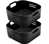 21CM Accessori Friggitrice ad Aria in Silicone, 2PCS Quadrata Teglie Cestino Friggitrice ad Aria per COSORI 5,5L 4,7L, Philips Airfryer XL 6,2L, Cecotec 5,5L 6L, Riutilizzabile Invece di Carta Forno