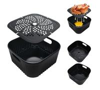 21CM Accessori Friggitrice ad Aria in Silicone per Philips Airfryer XL 6,2L/Serie 5000 XXL7,3L, COSORI 4,7L 5,5L, Cecotec 5,5L, Riutilizzabile Contenitori per Friggitrice con divisori, senza BPA