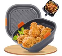 21cm Teglia per Friggitrice ad Aria [Set da 2] - Struttura in Acciaio Inox Indeformabile, Pieghevole e Lavabile in Lavastoviglie - Con Ninja/Philips/COSORI/Tefal/Russell Hobbs/Cecotec/Princess