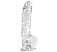 21cm Trasparente Realistico Dǐldò con Forte Ventosa Morbido Solido Dong Per Donna Punto G Mássággiátore