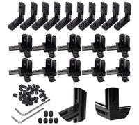 21Pcs 2020 Connettori per estrusione in alluminio Connettore per staffa ad angolo terminale a 3 vie Slot a T Nero Staffa per giunto angolare interna a forma di L per profilo di estrusione in alluminio Set di connettori per slot da 6 mm con viti e chiave