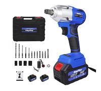 21V 6AH Li-ion Impact Wrench Cordless 1/2 "420Nm Brushless Drill Tool Kit Set Set di utensili da trapano 3200RMP, 2 x 6.0Ah batteria agli ioni di litio, 4 prese e 12 punte da trapano