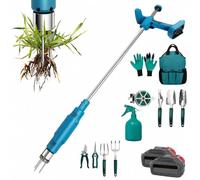 21V Cordless Stand-Up Weed Puller con 2 batterie e caricabatterie rapido | Testa in acciaio a 3 artigli con manico lungo e meccanismo di espulsione rimuovono le erbacce comuni da prato e giardino