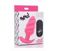 21X Vibrating Silicone Swirl Butt Plug with Remotel - Pink