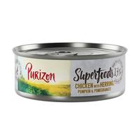 22 + 2 gratis! 24 x 70 g / 85 g Purizon Original / Organic per gatti - 24 x 70 g Superfoods Pollo con Aringa, Zucca e Melagrana