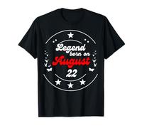 22 agosto Birthday Legend Man Boy Dal 22 agosto Maglietta