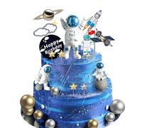 22 decorazioni per torte spaziali, decorazioni per cupcake a tema astronauta, decorazioni per feste a tema spazio, razzo, perle e stelle, decorazioni fai da te